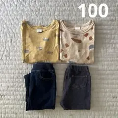 バースデイ petit main ユニクロ 長袖Ｔシャツ2枚 パンツ2本 セット