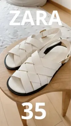 ZARA 美品フラットソールサンダル35ホワイト
