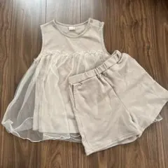 petit main チュール付きタンクトップ ショートパンツ セット 130のサムネイル
