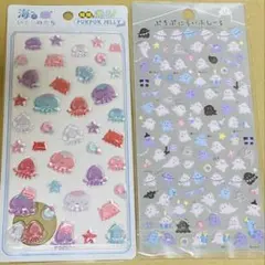 ぷくぷくシール　ぷにぷにシール オバケーヌ ぷちぷにらいふしーる　小鳥　クラゲ
