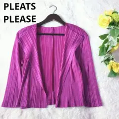 イッセイミヤケPLEATS PLEASE カーディガン ピンク - メルカリ