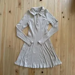 ZARA ベージュ 長袖ワンピース