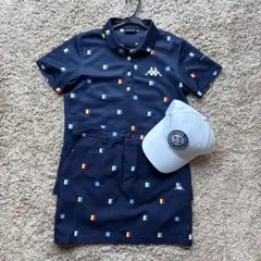 【セットアップ＋帽子】Kappa 幾何学模様 ゴルフウェア