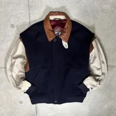 チャンピオン　スウィングトップ　ボンバー　ウール　レザー　目有り　90s　肘当て