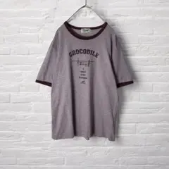 クロコダイル　半袖　Tシャツ　リンガーTシャツ　パープル　Lサイズ