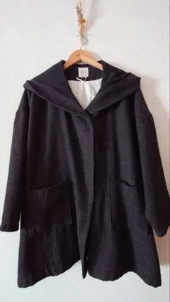 クリーニング済サマンサモスモス8分袖ウール混コート(チャコール×ブラック)SM2