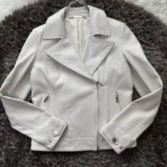 MICHEALKORS✨ダブルライダースジャケット　羊革　アイボリー　刻印ジップ