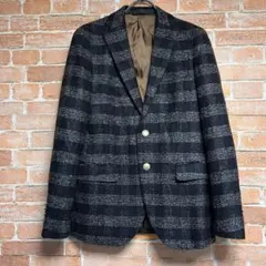 (未使用級)23区homme チェック柄テーラードジャケット　イタリア生地