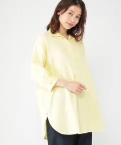 studio CLIP コットンスキッパーシャツチュニック　イエロー　M