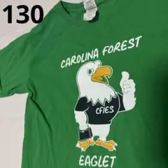 【US古着】キッズ Tシャツ グリーン アメリカ小学校 カレッジロゴ アニマル