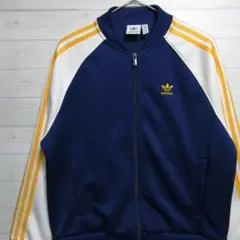 adidas ネイビー×白×黄色 ジップアップジャケット
