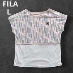 フィラ FILA テニスウェア ゲームシャツ フレンチスリーブ L ピンク　白