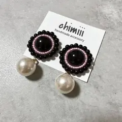 No.387 ハンドメイド　ビーズ刺繍　パール　ピアス　イヤリング