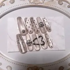 ネイルチップ 黒 ハート <3 クロム 十字架 シズニルック マグネット