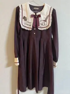 【Amavel】ボルドー セーラー襟長袖ワンピース