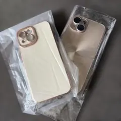 iPhone15用ケース ゴールド　ベージュ
