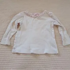 メゾピアノ フリル付きホワイトTシャツ 80