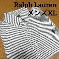 RalphLoren黒ストライプ コットン長袖シャツ