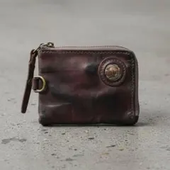 小銭入れ 財布 ヌメ革 リベット バイカー 本革 茶 アメカジ 古着 kp8-4