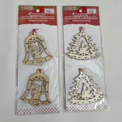 木製クリスマスオーナメント4個セット