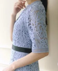 【新品タグ付】セルフォード 総レースワンピース ブルー 38