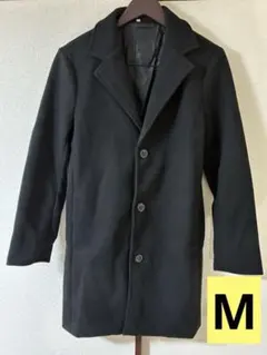 様々な場面で活躍❣️冬にぴったり✨ブラック チェスターコート M ウール混紡