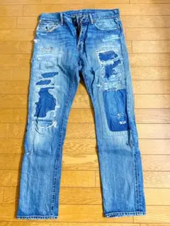 デニム&サプライ ラルフローレン ダメージ デニム パッチワーク ジーンズ