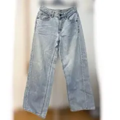 《GU》ローライズバギージーンズ Sサイズ　ライトブルー