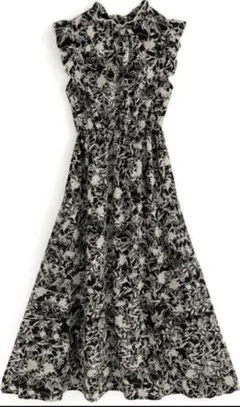 美品【GRL】グレイル花柄ノースリーブフレアワンピースSサイズ