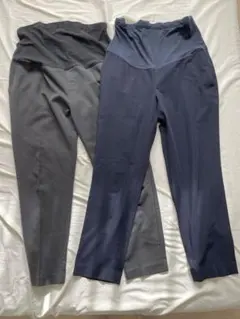 ユニクロ　スマートアンクルマタニティパンツネイビー&冬用マタニティパンツグレー