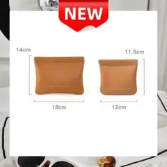 ✨新品✨ミニマルデザイン収納ポーチ 2サイズセット 小物入れ 高級感レザー調