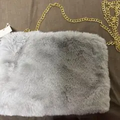 グレー フェイクファー ショルダーバッグ