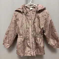 H&M キッズ アウター　花柄 フード付きジャケット ジャンバー　くすみピンク
