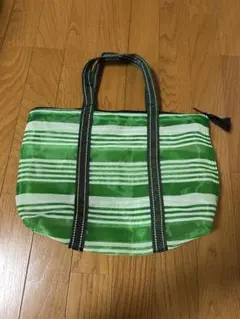 台湾漁師バッグ☆緑と白のストライプ トートバッグ
