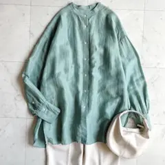 美品 シップス リネン ジップ ギャザー ブルゾン 羽織り 麻100% 洗える
