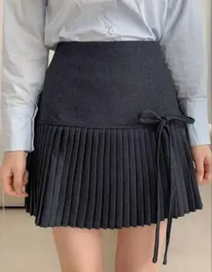 shein プリーツスカート　ミニスカート　スカート　グレー