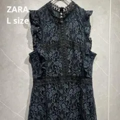 ZARA ザラ　宇垣アナ　ロングワンピース　レース　花柄　人気　完売 Lサイズ