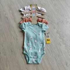 【新品未使用】オーガニックコットンロンパース3着セット 6m