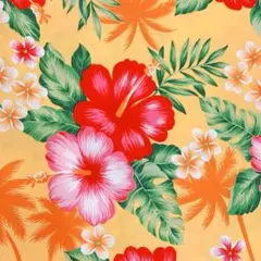 [no.4532]アロハプリント イエロー シーチング 生地＊