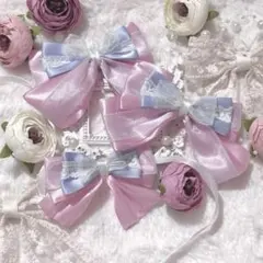 ぬいとおそろい！ピンク ホワイト ブルー 量産 ロリィタ ロリータ リボン