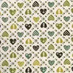 グリーン系 ハート模様の生地 はぎれ 端切れ