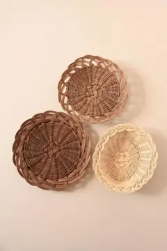 ラタン どんぐりかご ミニトレー4枚セット ハンドメイド ナチュラル