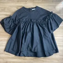 OPAQUE CLIP フリル付きブラックトップス 38/M
