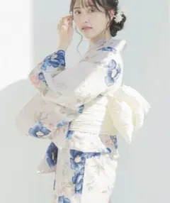 【新品・未使用】dita 浴衣　5点セット　洋花の花重ね