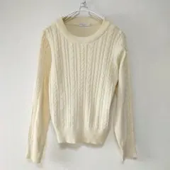アースミュージック&エコロジー ケーブルニット ウール混 M アイボリー