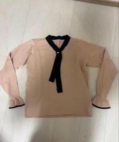 JAYRO ベージュ 長袖ニット ネックリボン付き