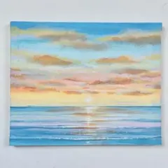 sunrise＊4号キャンバス 絵画 原画 風景画 海 夏 ハワイ 沖縄 人気