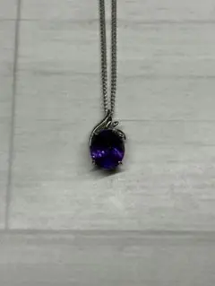 アメジスト ネックレス SILVER 刻印 紫水晶 多面カット ヴィンテージ