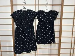 姉妹　お揃い　水玉ワンピース 110cm と140cm
