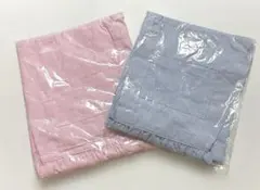 エプロン　2枚　胸当てポケット付　ピンク&ブルー　ストライプ　ポリエステルのサムネイル